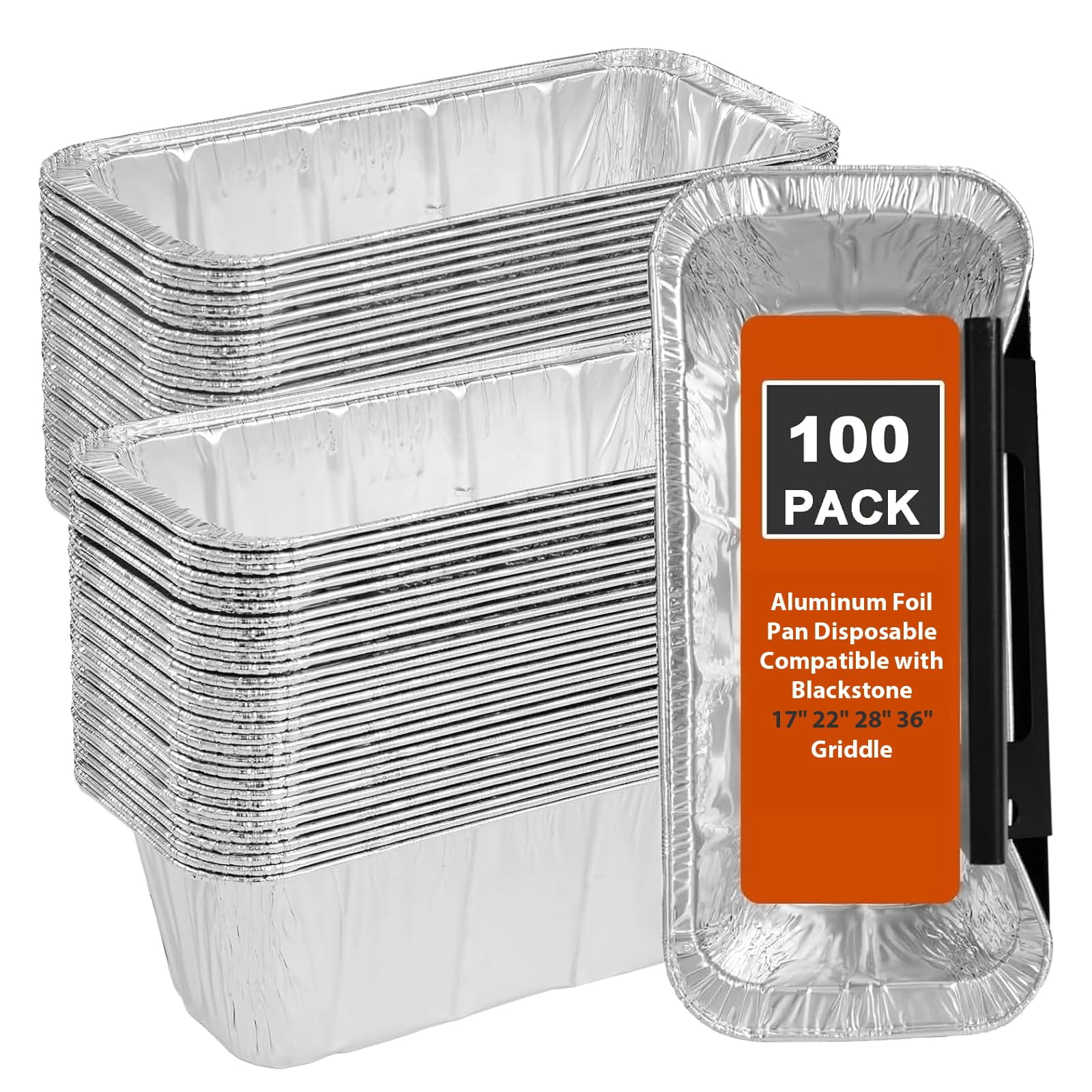 100 Pack Grease Cup Liners Compatible With Blackstone Griddle 5017 - Accessories  Disposable Grill Tray Aluminum Foil Drip Pan Catcher Liner For 17 22 28 36 Inch