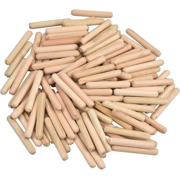 100 Pack Grooved Wooden Dowels Tapered Wooden Dowels Twill End Birch Dowels Furniture Dowel for Hobbyists and DIY Woodworking 6mm x 40mm -