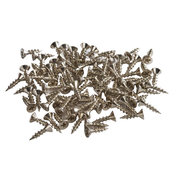 100 Pack Hardware #7 x 5/8" (15.87mm) Deep Coarse Thread Phillips Flat Head Wood Screws Nickel Plated, Excellent in Particle Board, MDF, Plastic Composites, S7X58FPCNP