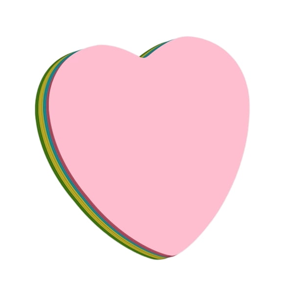 100-Pack Heart-Shaped Sticky Note Set, 2.95 x 2.76 x 0.39 in, Adhesive Memo Sheets for Study and Office