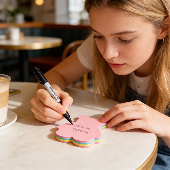 100 Pack Heart Shaped Sticky Notes, Colorful Adhesive Paper Sheets for ...