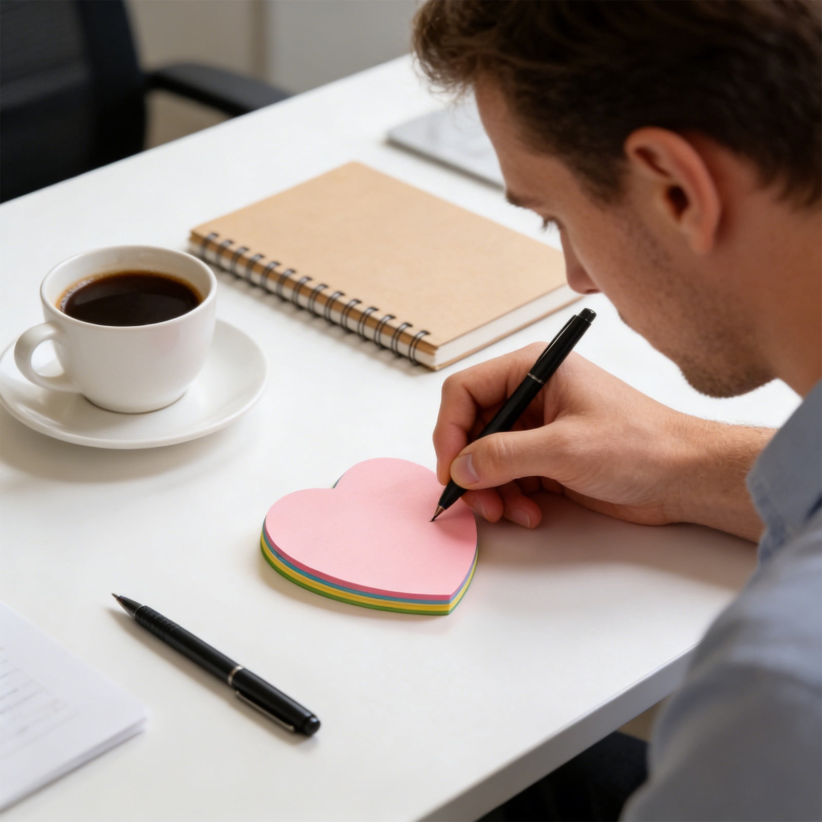 100 Pack Heart Shaped Sticky Notes, Colorful Adhesive Paper Sheets for ...