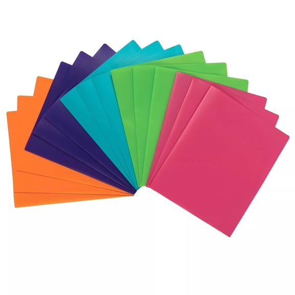 100 Pack Heavy Duty Plastic Folder with Prongs, Letter Size, Assorted Color