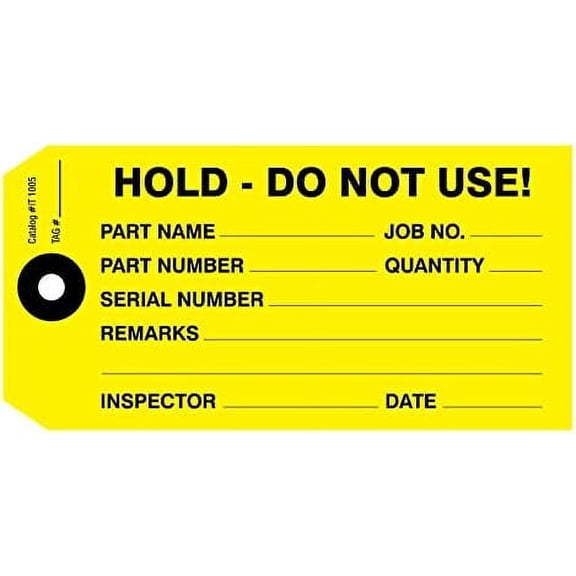 100 Pack Hold Do Not Use, Size #5, Yellow 4-3/4" x 2-3/8"