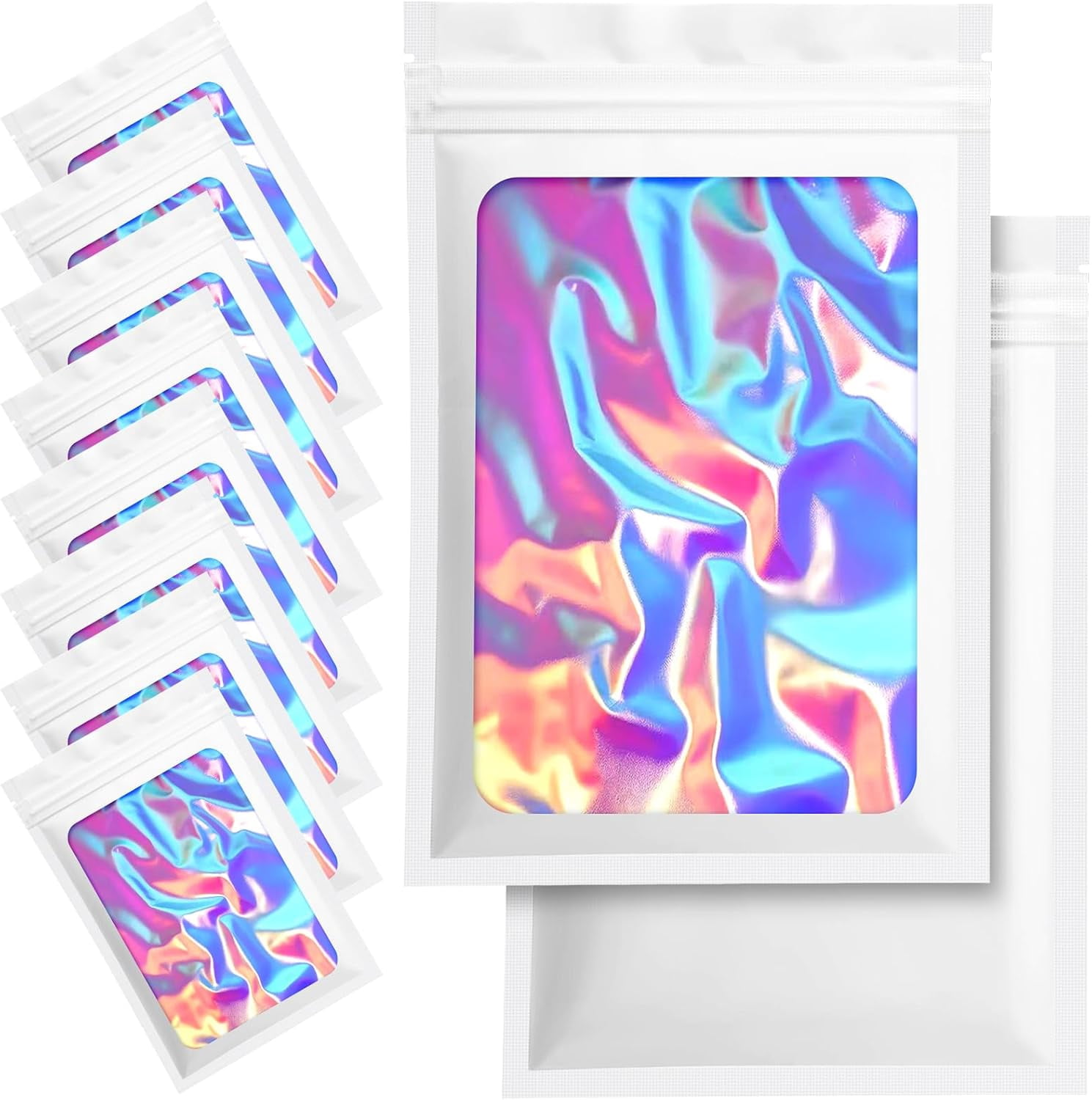 100 Pack Holographic Packaging Resealable Bags for Small Business -4 x ...