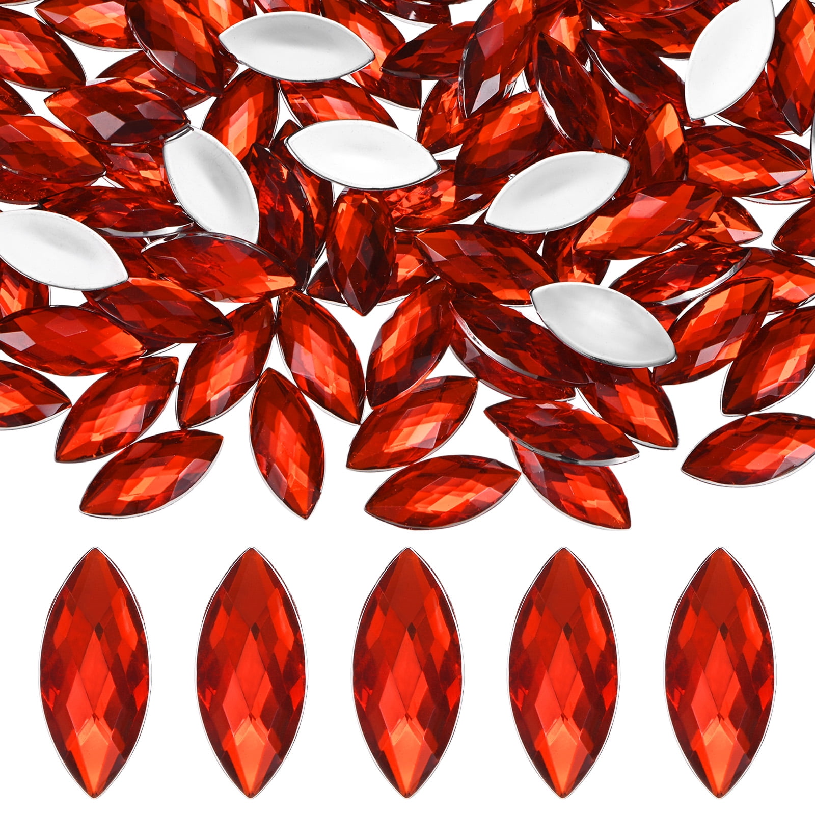 100-Pack Horse Eye Rhinestone, 20x9mm Acrylic Flat Back Rhinestones ...
