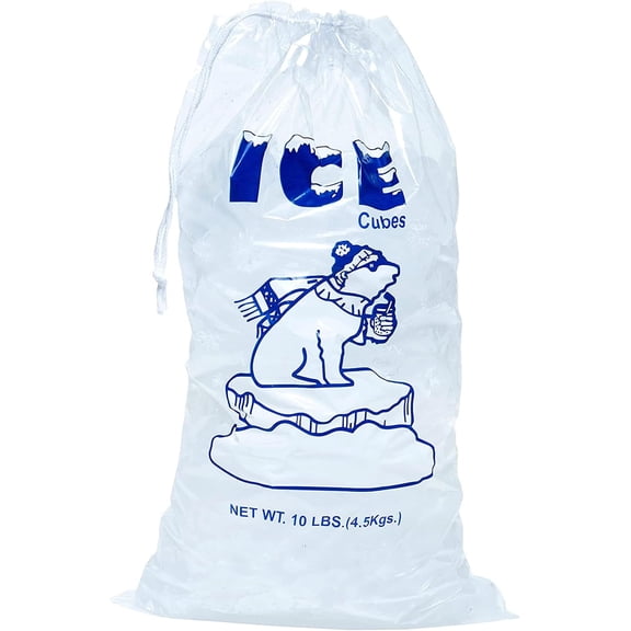 100 Pack Ice Bags 10 lb, Heavy-Duty Ice Bags with Drawstring
