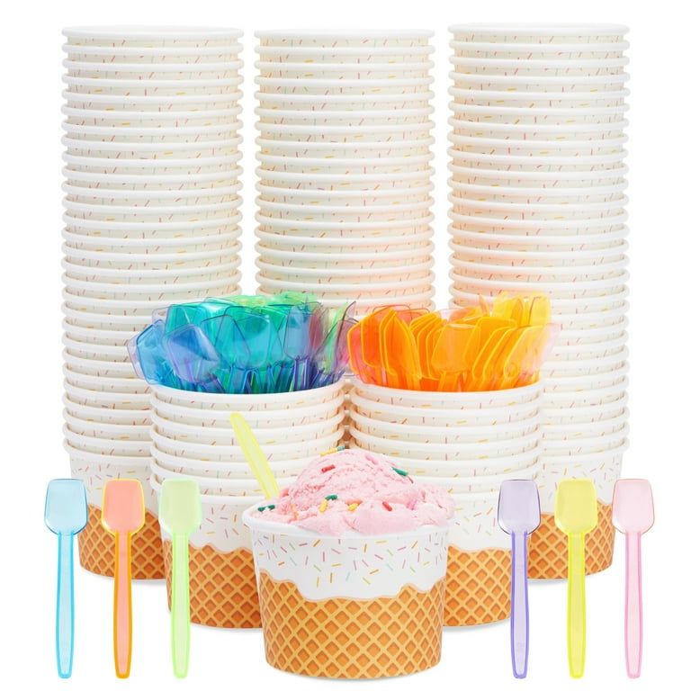 8oz Mini Ice Cream Cups with Spoon - Divan Packaging