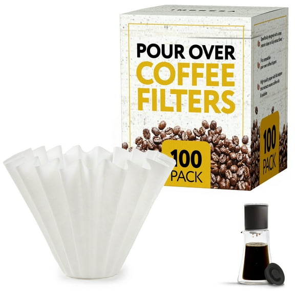 IMPRESA 100-Pack Pour-Over Coffee Filters - One Size, White - Flat-Bottom Design for Pour Over Coffee Dripper - Smooth Flow for Gooseneck - XF Filters Compatible With Fellow Stagg XF