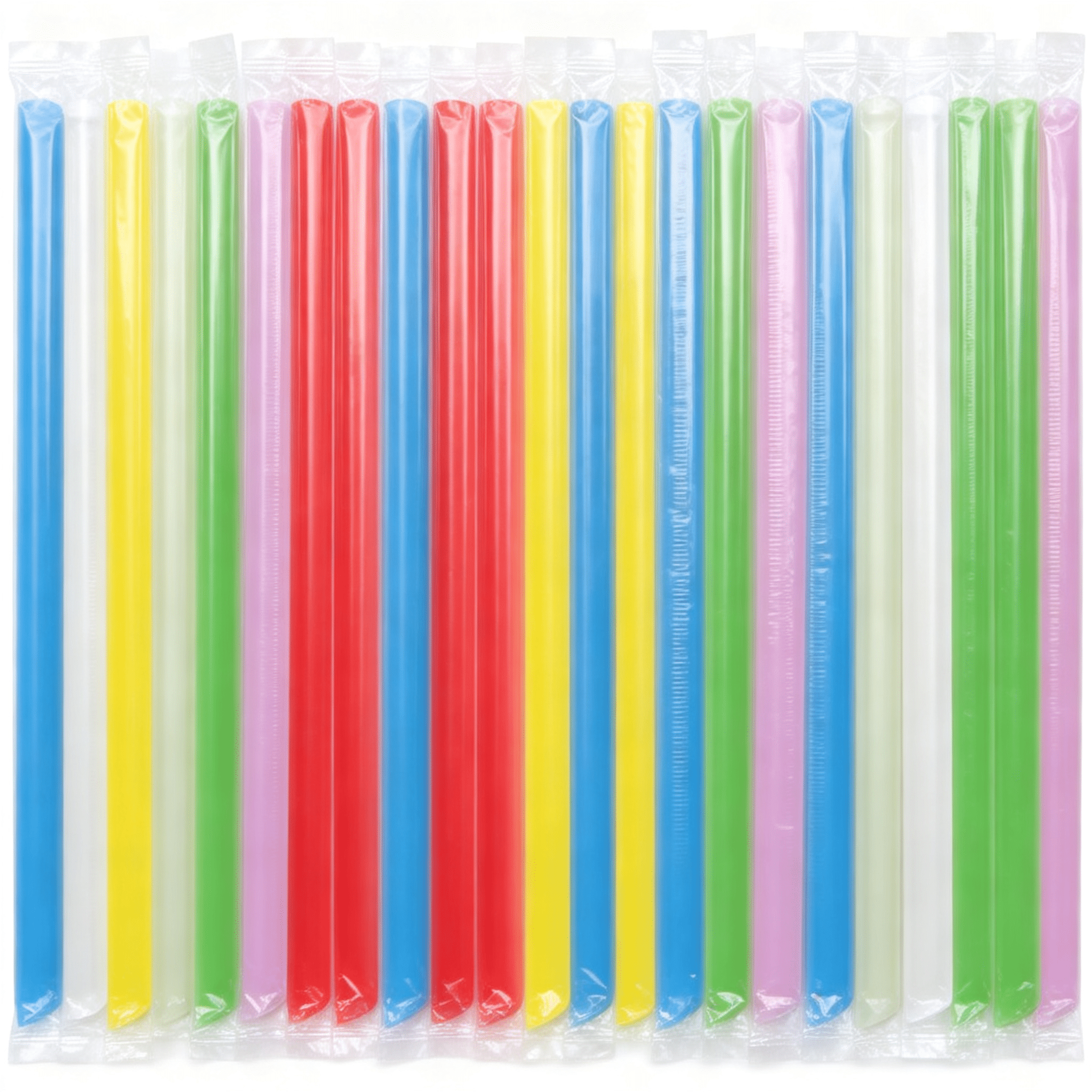 GARITIN Jumbo Smoothie Straws 100 Pack, 9.8 Inch Wide Disposable Plastic Big Drinking Straws, Individually Wrapped Multicolor Large Straws for Shakes, Boba, Milkshakes