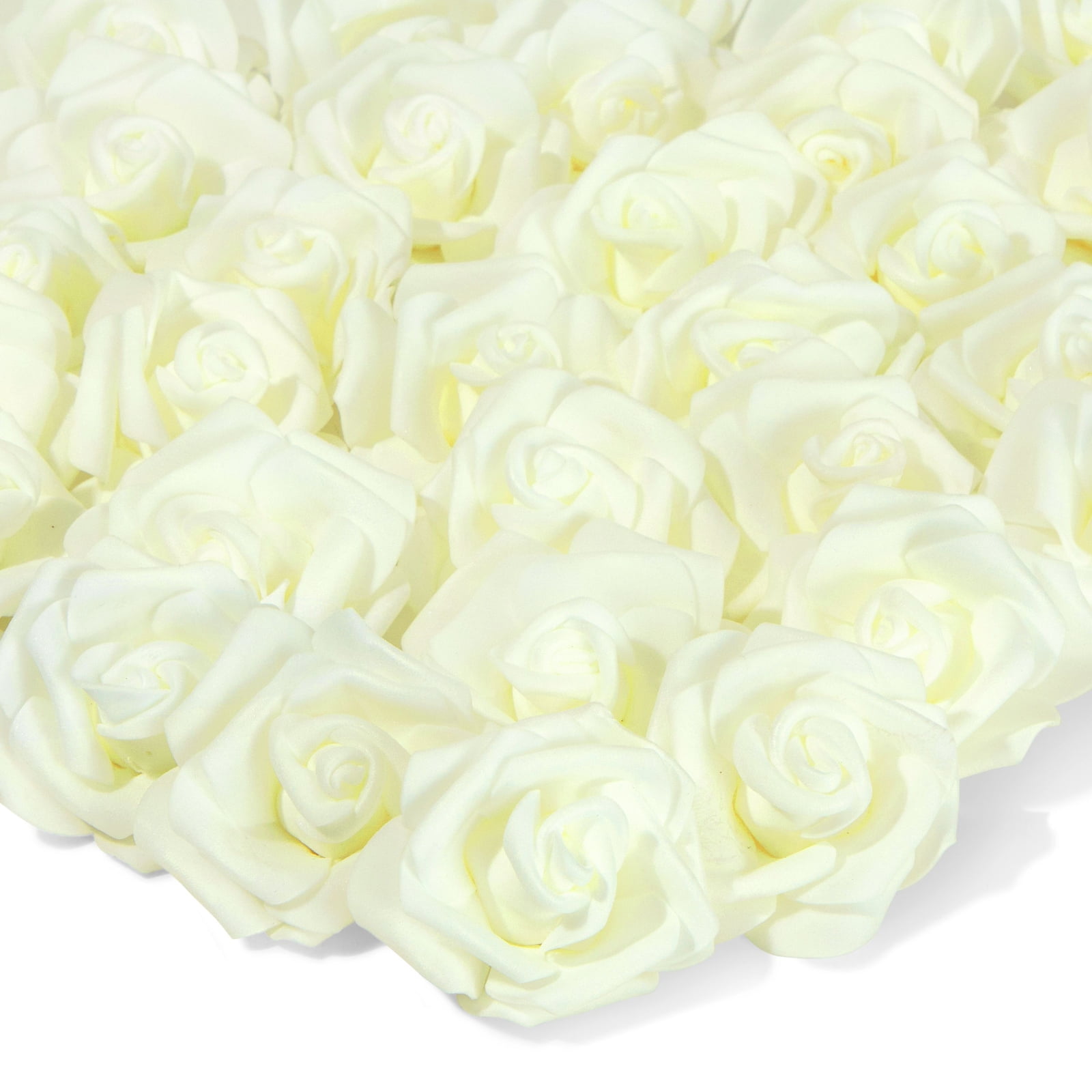 100 Pack Ivory Artificial Flowers, Bulk Stemless Fake Foam Roses for Wedding, Decorations