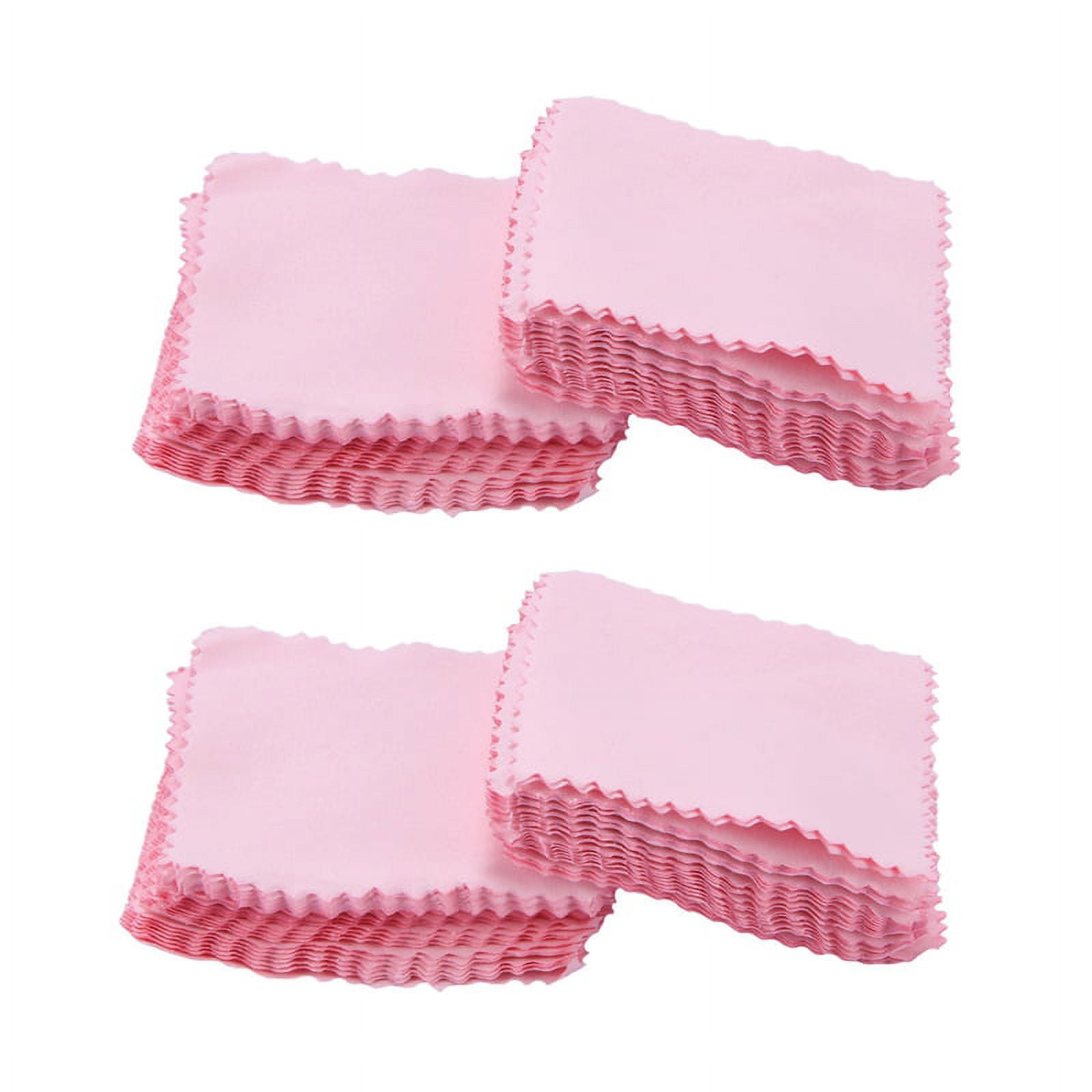 PINGMIC 120pcs Jewelry Cleaning Cloth, Professional Polishing Cloth Individually Wrapped, Pink Silver Polishing Cloth for Jewelry Sterling Silver