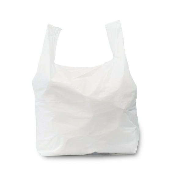 100 Pack - Jumbo (LARGE) T-Shirt Shopping/Trash Bags - 17" x 8" x 29" - 18 Microns Thick