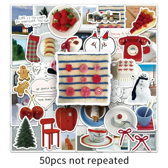 100-Pack Korean Cream Aesthetic Stickers, INS-Style Pastel Doodle Waterproof Vinyl Decals for Phone, Laptop, Tablet, Journal/BUJO, Scrapbook & Luggage