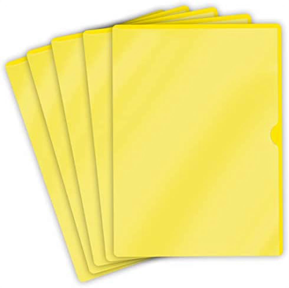  100 Pack LType Vinyl Plastic File Folders Letter Size, Yellow Pocket