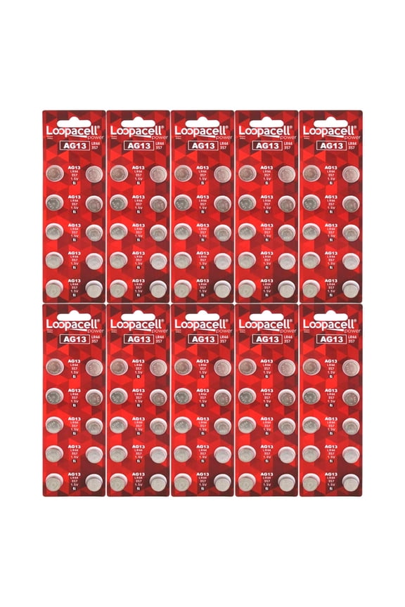 100 Pack LOOPACELL LR44 AG13 357 Button-Cell Batteries