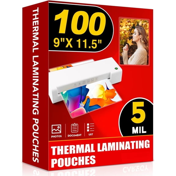 100 Pack Laminating Sheets, Holds 8.5 x 11 Inch Sheets,5 Mil Thermal Laminating Pouches,9 x 11.5 Inches Lamination Sheet Paper for Laminator, Clear, Letter Size, Office and School Supplies