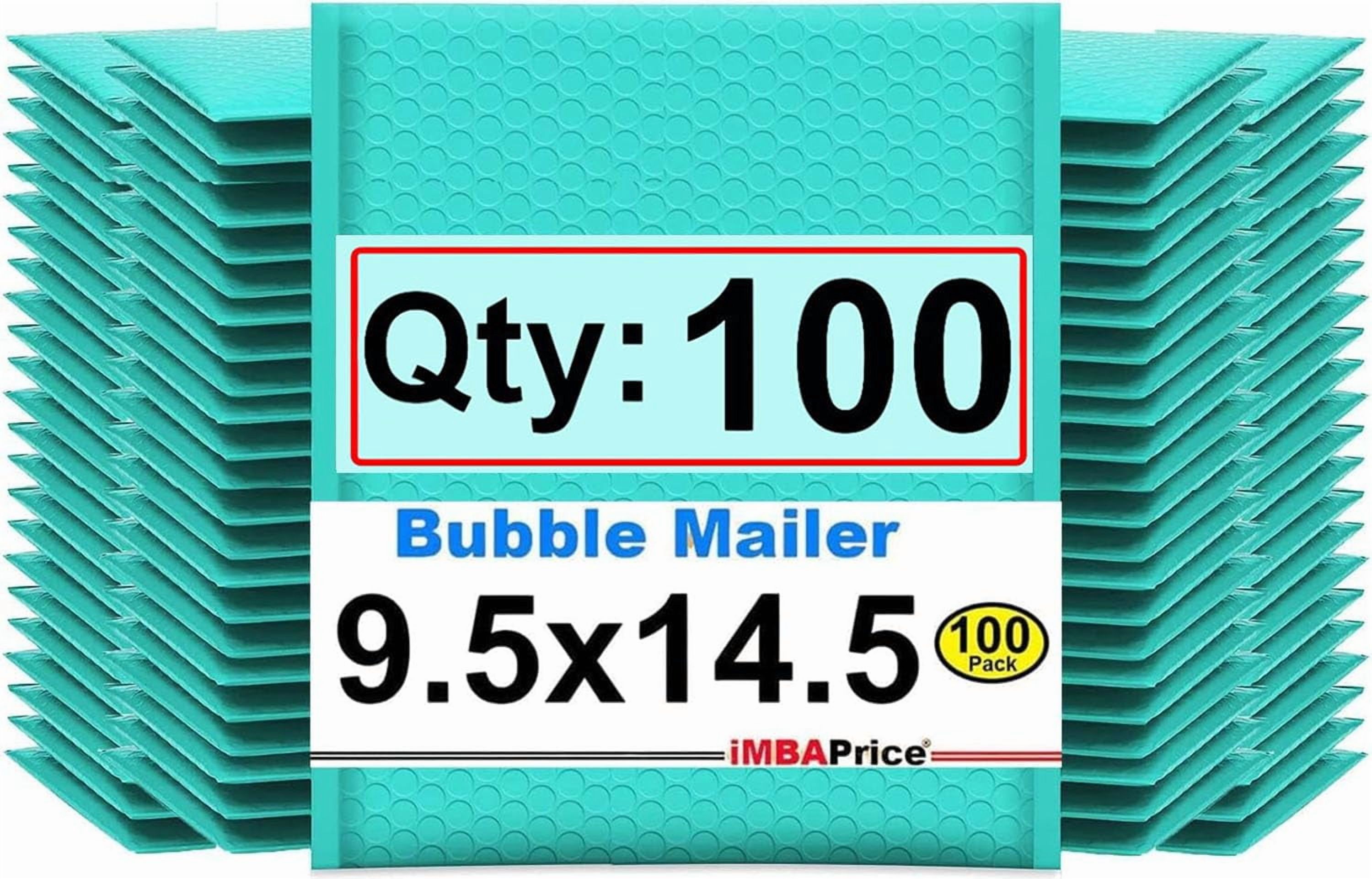 100-Pack Large 9.5x14.5 Inch Teal Bubble Mailers, Self Seal Poly Padded Envelopes for Shipping Clothes Photos, Lightweight Cost-Effective Packaging