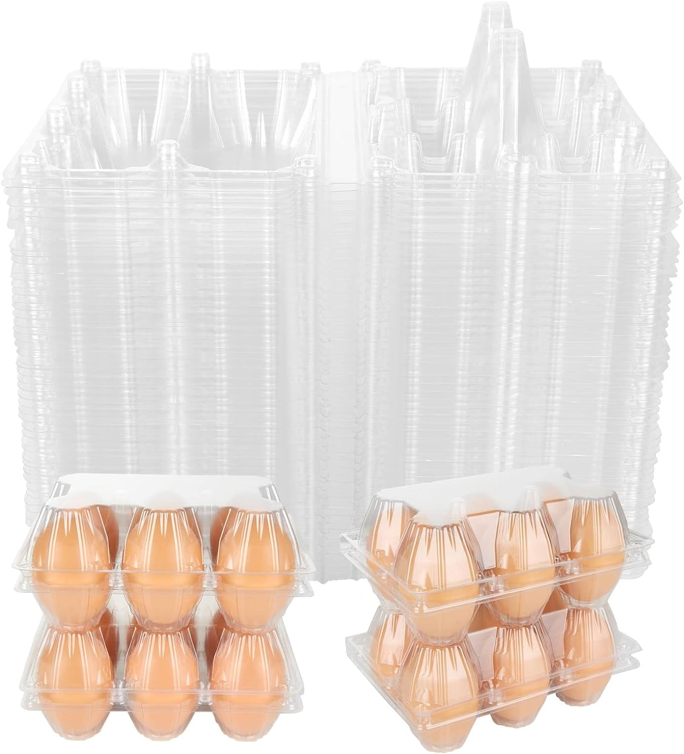 100 Pack Large Plastic Egg Cartons Bulk Reusable Chicken Egg Tray 6
