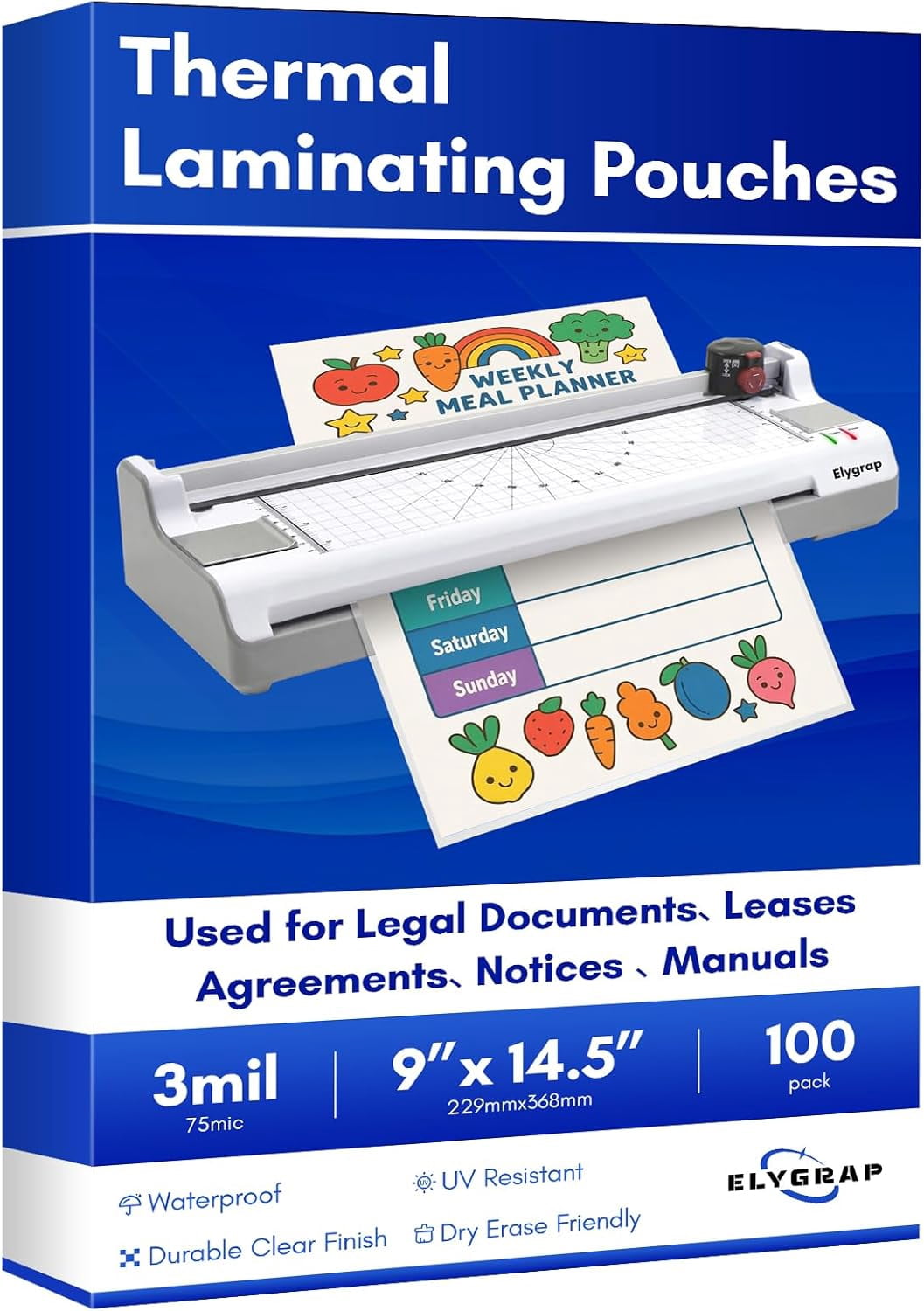100 Pack Legal Size Laminating Sheets 8.5"x14" (9x14.5) - 3Mil Thick Clear Thermal Pouches for Documents, Compatible with All Laminators - Acid-Free & Bubble-Free Protection
