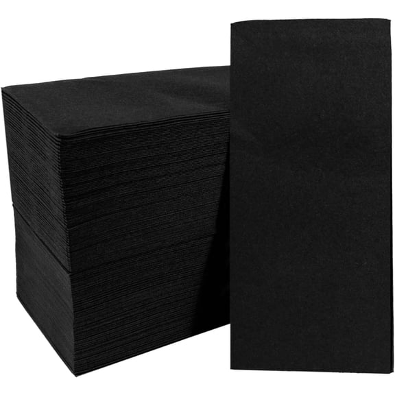 100 Pack Linen-Feel Black Napkins Disposable Guest Paper Napkins Hand Towels for Bathroom Soft Absorbent Paper Napkins Everyday Kitchen Dinner Cocktail Party Wedding