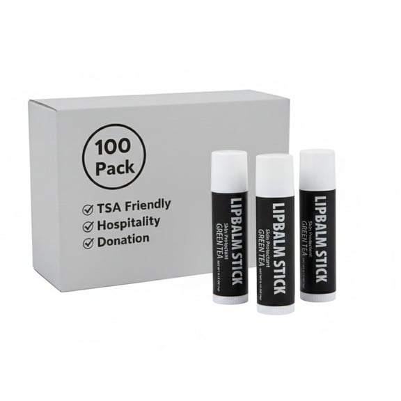 100 Pack Lip Balm Moisturizing Skin Protectant Sticks (.15 Oz Each) in Green Tea Scent for Men, Women, Cold Winter Weather