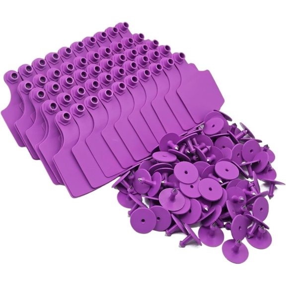 100-Pack Livestock Ear Tags, Blank Cattle Ear Tags for Animal Identification, Plastic Ear Tags for Cows, Calves, Goats and Large Livestock