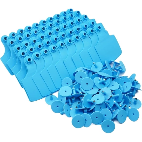 100-Pack Livestock Ear Tags, Blank Cattle Ear Tags for Animal Identification, Plastic Ear Tags for Cows, Calves, Goats and Large Livestock