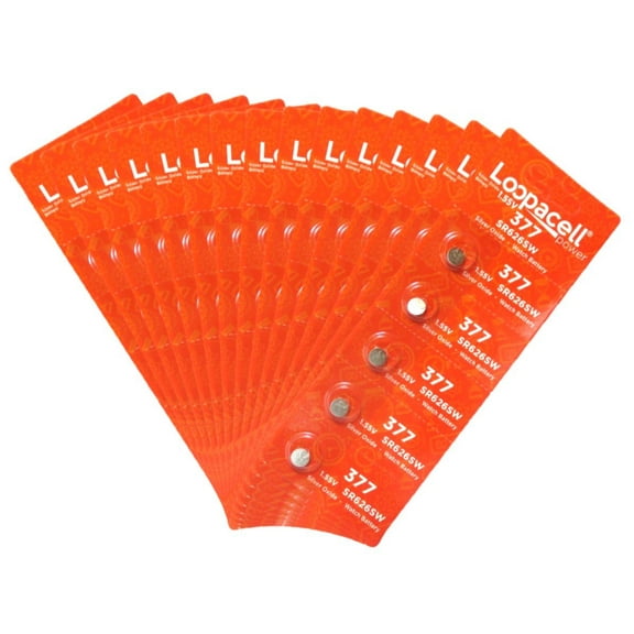 100 Pack Loopacell 377 Watch Electronics Batteries 1.55 Volt Silver Oxide Coin Button Wholesale Pack