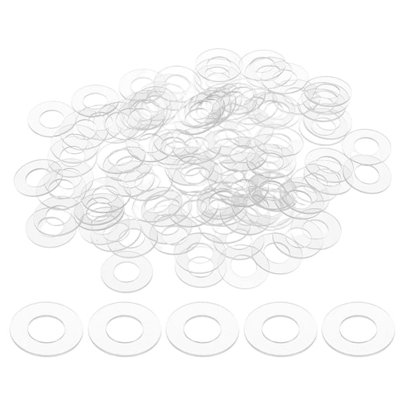 100-Pack M10 Flat Washers, 10mm ID 20mm OD 1mm Thick Clear Plain Plastic Washer Grommets