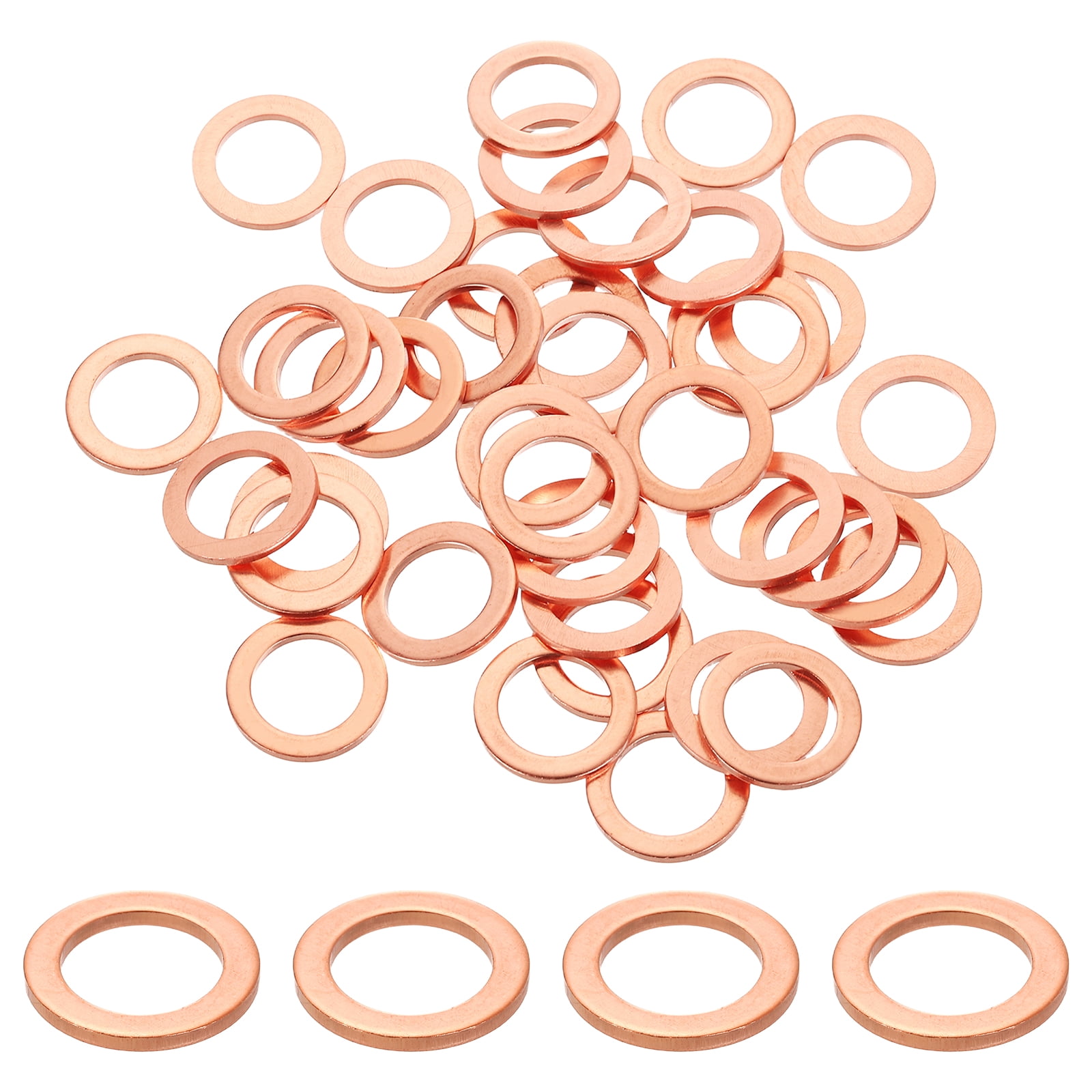 100 Pack M12 Flat Washer Copper Washer Sealing Rings, 12mm ID 18mm OD 1.5mm Thick