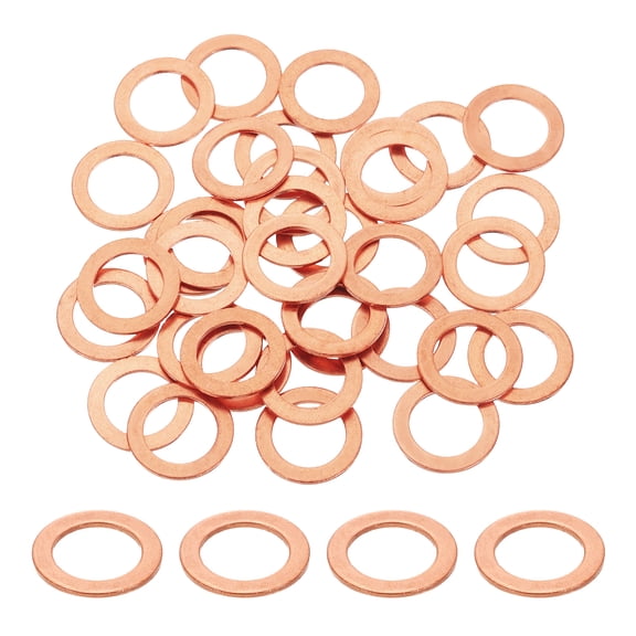 100 Pack M12 Flat Washer Copper Washer Sealing Rings, 12mm ID 18mm OD 1mm Thick