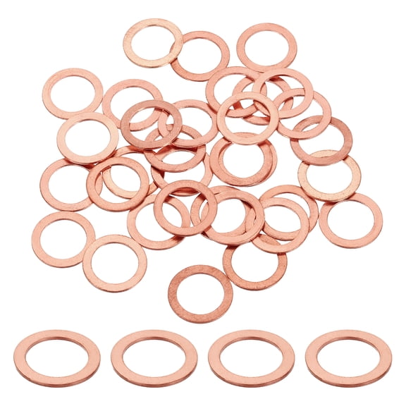100 Pack M14 Flat Washer Copper Washer Sealing Rings, 14mm ID 20mm OD 1mm Thick