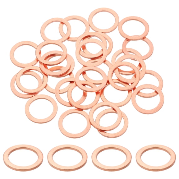 100 Pack M16 Flat Washer Copper Washer Sealing Rings, 16mm ID 22mm OD 1.5mm Thick