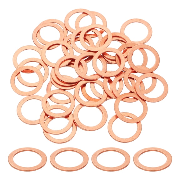 100 Pack M16 Flat Washer Copper Washer Sealing Rings, 16mm ID 22mm OD 1mm Thick