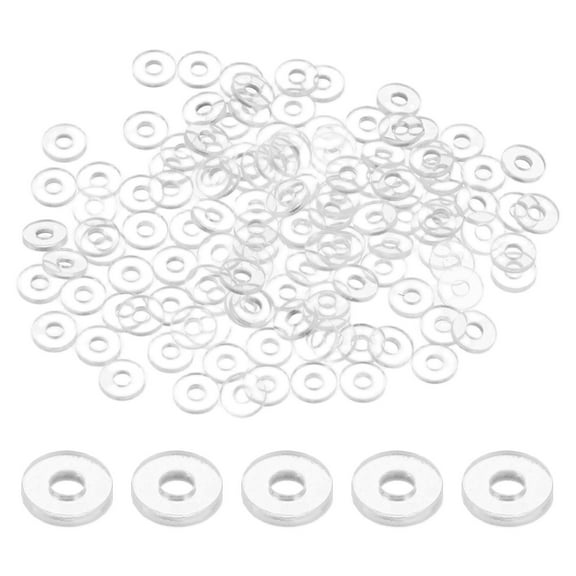 100-Pack M2 Flat Washers, 2mm ID 5mm OD 1mm Thick Clear Plain Plastic Washer Grommets