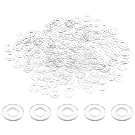 100-Pack M4 Flat Washers, 4mm ID 8mm OD 1mm Thick Clear Plain Plastic Washer Grommets
