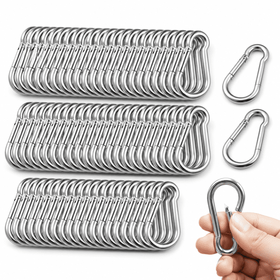 100 Pack M5 Galvanized Steel Spring Snap Hooks, 200lbs Capacity for Outdoor and Indoor Use