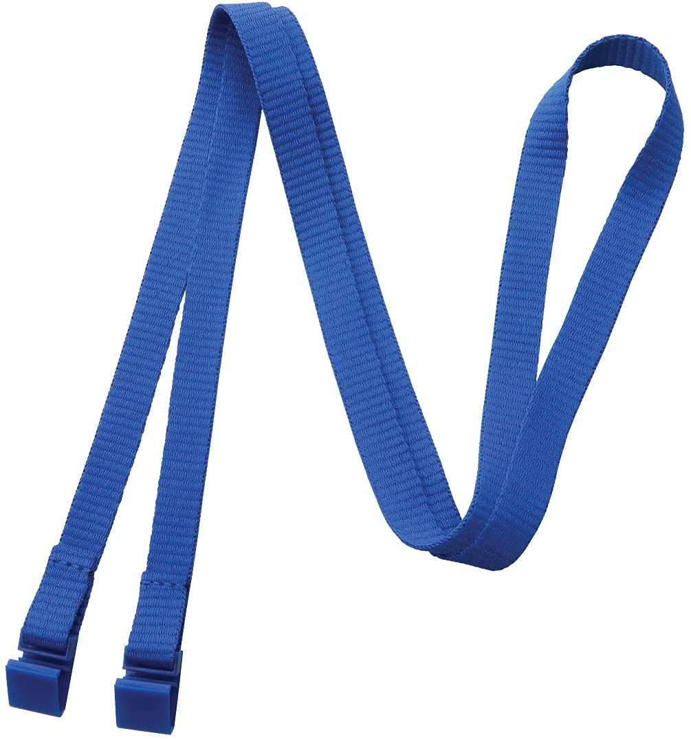 100 Pack - MRI Safe Double Ended Lanyards 2 Slim Plastic Clips - Metal Detector Friendly No Twist Badge and Face Mask Holders for Travel, Conferences & Special Events Specialist ID (Royal Blue)