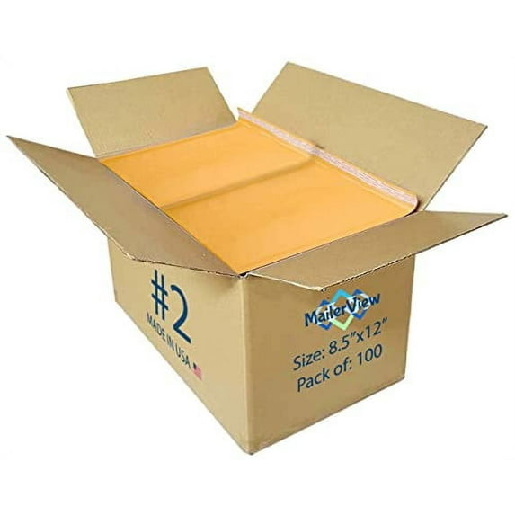 100 Pack MadeI In USA Kraft Bubble Mailers (#2) 8.5x12 Inches Shipping Padded Envelopes With Self Seal Tape 100 Pack