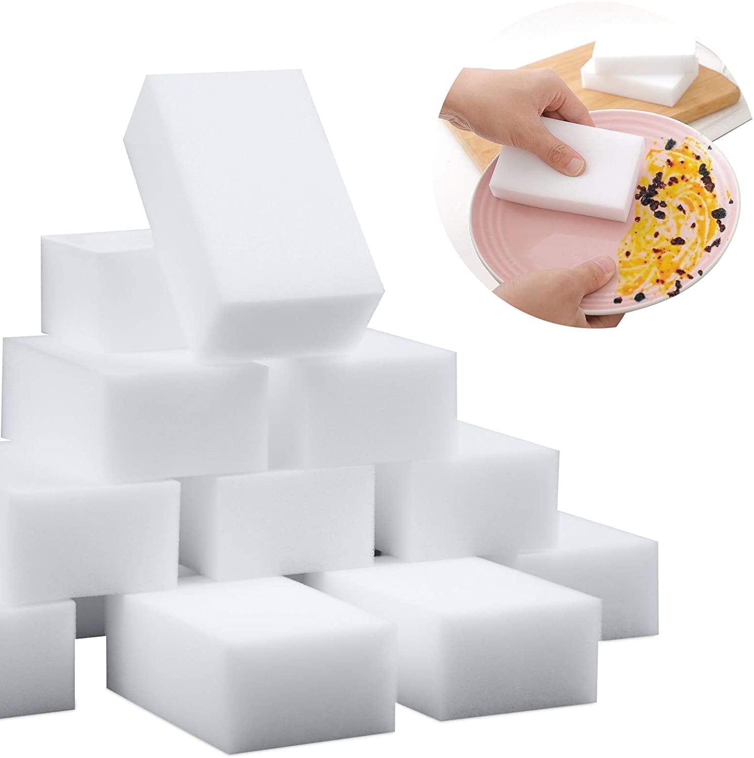 100 Pack Magic Sponge Eraser Extra Thick Large and Long Lasting Melamine Cleaning Sponges in Bulk - Multi Surface Power Scrubber Foam Cleaning Pads