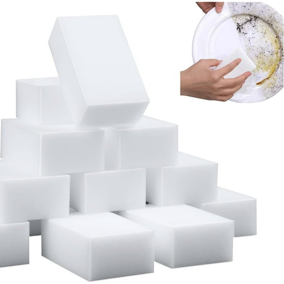 100 Pack Magic Sponge Eraser Extra Thick and Long Lasting Melamine Cleaning Sponges in Bulk - Multi Surface Power Scrubber Foam Cleaning Pads - Bathtub, Floor, Baseboard, Bathroom, Wall Cleaner
