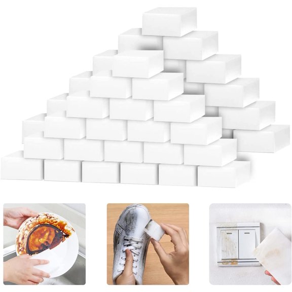 100 Pack Magic Sponges Eraser for Cleaning, Premium Reusable Melamine Sponge Scrubber Foam Cleaning Pads for Kitchen Dishes, Bathtub, Baseboard, Shoes Cleaner, Not Easily Rip