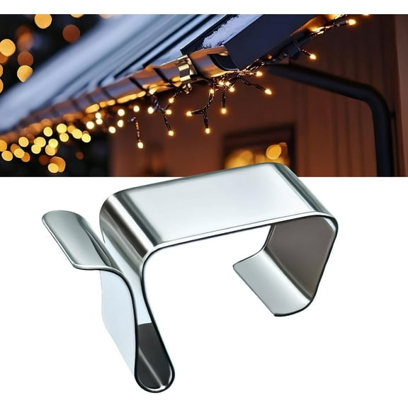 100 Pack Large Metal Gutter Clips (0.55Ă—0.82") - Rust-Resistant Outdoor String Light Hangers for Spring and Summer, Holiday & Seasonal Decorations, Easy Install
