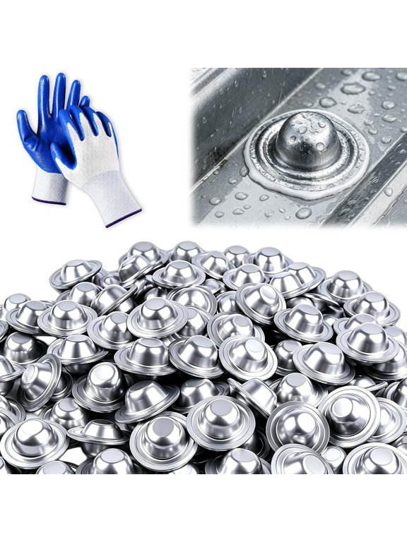 100 Pack Metal Roof Screw Caps for Roof Leak Repair, Gloves Included
