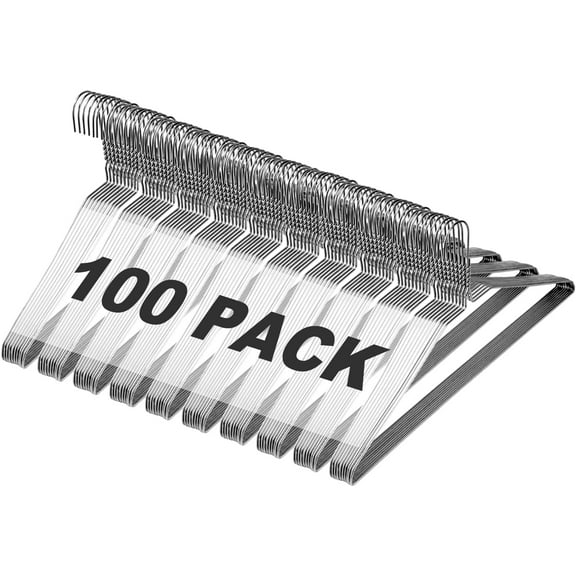 100 Pack Metal Wire Hangers - 16 Inch Slim Space Saving Coat Hangers for Dry Cleaners & Home - 12 Gauge Ultra Thin Clothing Hangers, Bulk Pack (100)