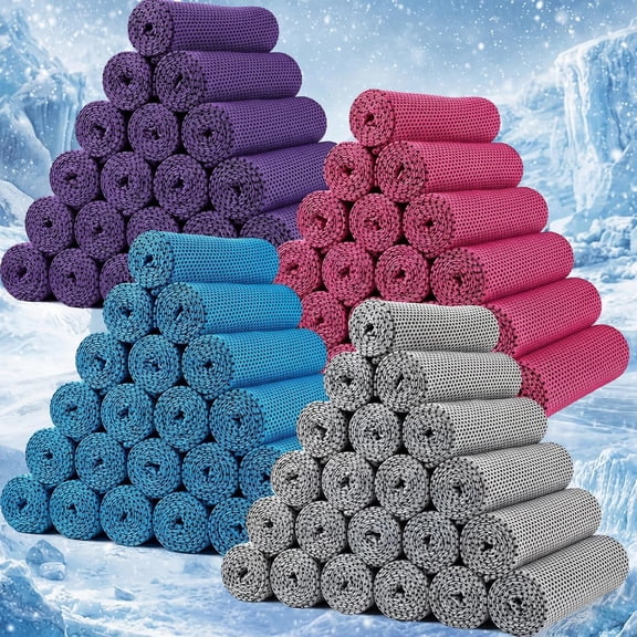 100 Pack Microfiber Cooling Towel 32 x 12 Inch Breathable Sweat Rag for Gym Yoga Golf Workout Beach