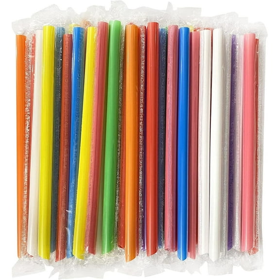 100 Pack Milkshake Plastic Straws, Multi Colors Jumbo Smoothie Straws, Lndividual package, for Bubble Tea and Milkshake