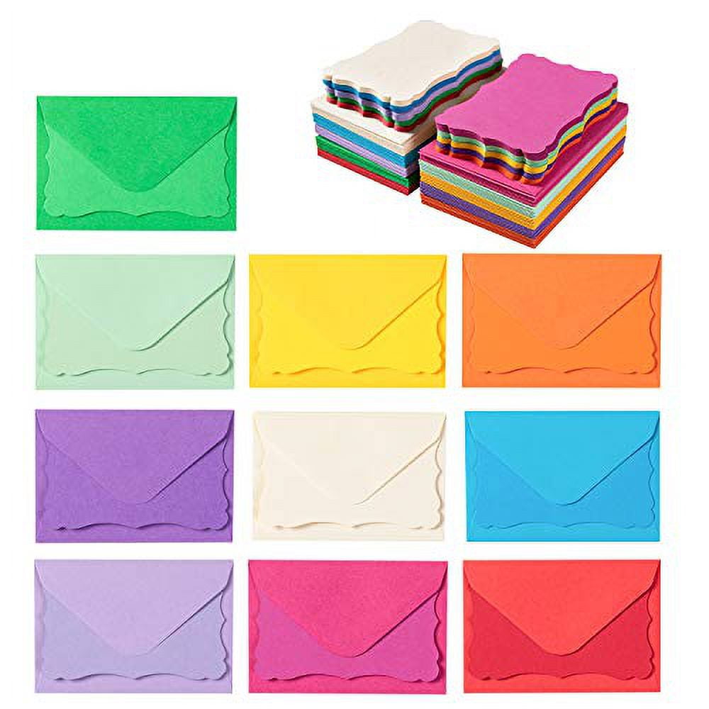 100 Pack Mini Envelopes with Colorful Blank Note Cards Small Self ...