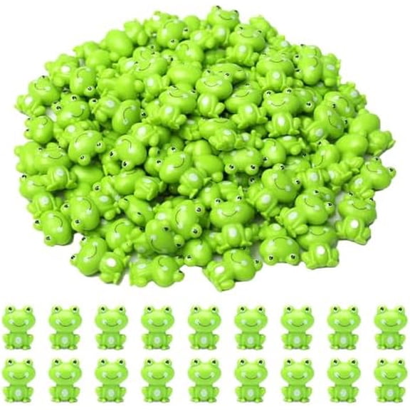 100 Pack Mini Green Plastic Frogs, Small Frog Figurine Tiny Frogs to Hide Fairy Garden Miniature Dollhouse Home Decor Frog Decorations for Party$$Garden & Patio